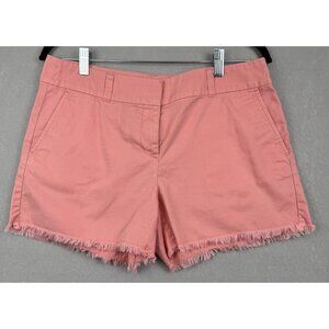 LOFT WOMENS PEACH PINK COTTON CHINO SHORTS WITH FRINGE SIZE 6